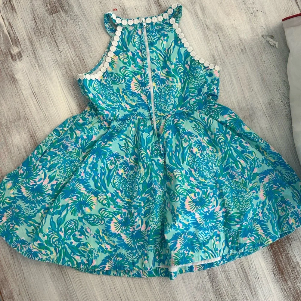 Lilly Pulitzer Andi Dress Girls Pop Up Peonies Floral Eyelet Shift Girls Size 10